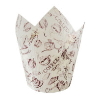 Papilotki cupcake «Kawiarnia» TL-160 (Ø60, 55/82 mm), białe z nadrukiem, 100 szt.
