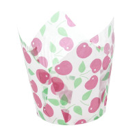 Papilotki cupcake «Wisnia» TL-160 (Ø60, 55/82 mm), białe z nadrukiem, 100 szt.