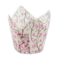 Papilotki cupcake «Sakura» TL-140 (Ø50, 50/75 mm), białe z nadrukiem, 150 szt.