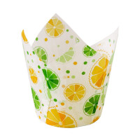 Papilotki cupcake «Cytrusowe» TL-160 (Ø60, 55/82 mm), białe z nadrukiem, 100 szt.