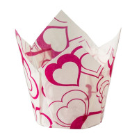 Papilotki cupcake «Serce» TL-170 (Ø60, 60/90 mm), białe z nadrukiem, 100 szt.
