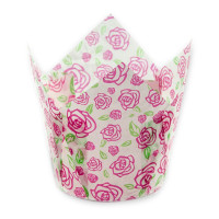 Papilotki cupcake «Roza» TL-100 (Ø35, 35/50 mm), białe z nadrukiem, 150 szt.